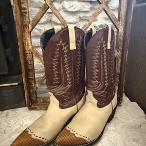 Laredo Men's Western Boots - Brown and Cream